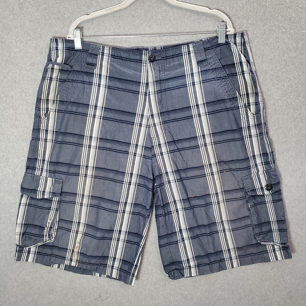 Anchor Blue Men Shorts 40 Blue Plaid Cargo Pockets High Rise 10 in Inseam READ